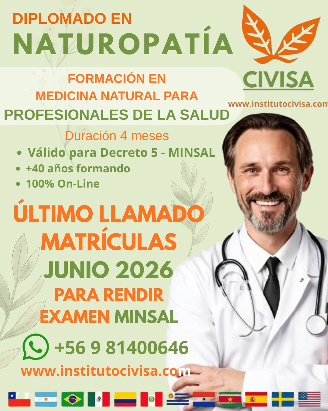 Diplomado en Naturopatía para profesionales de la salud – 4 meses