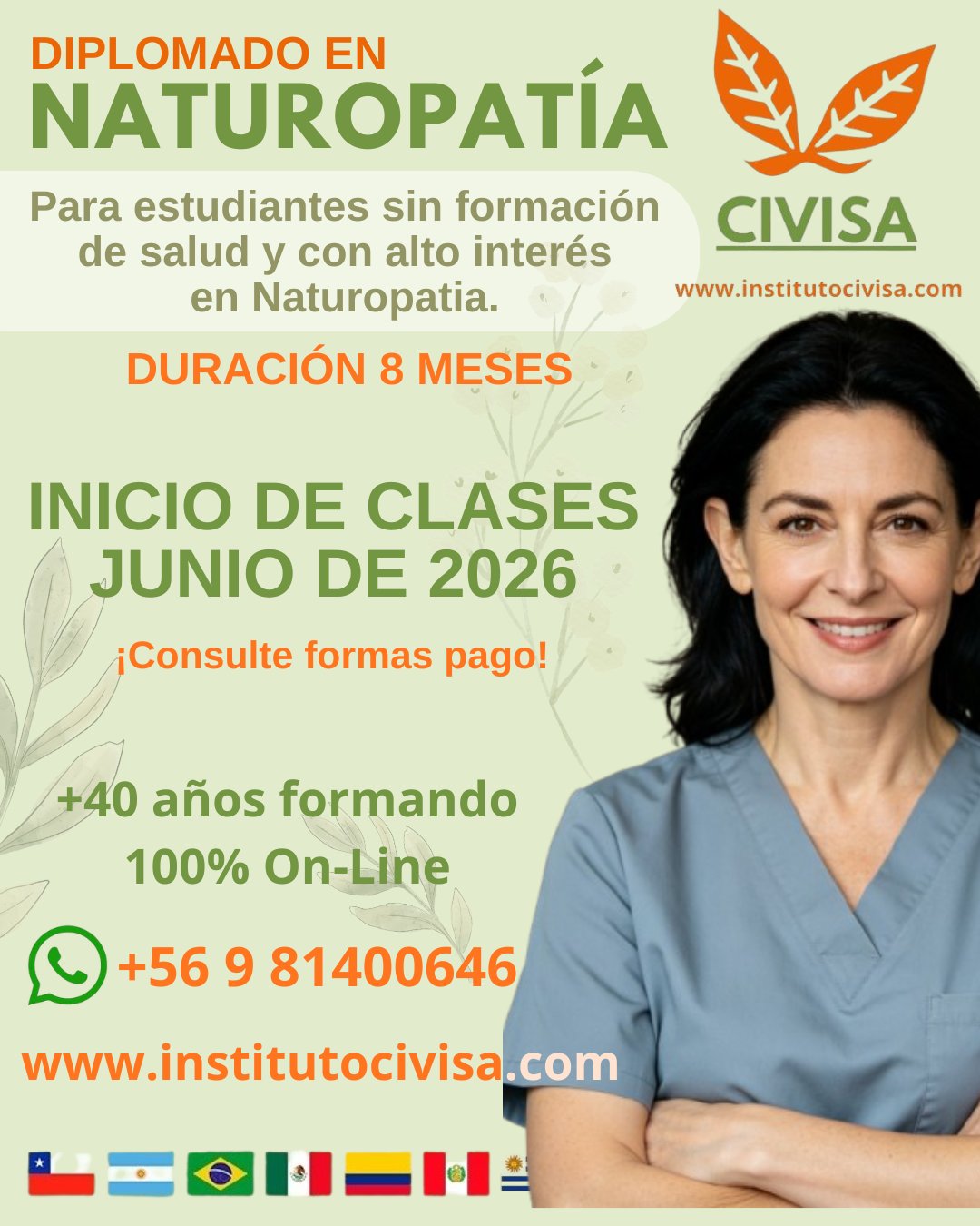 Diplomado en Naturopatía para estudiantes sin formación previa – 8 meses